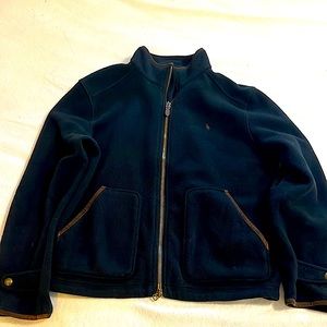 Polo by Ralph Lauren Fleece dual zip jacket w/ genuine leather trim *Vintage